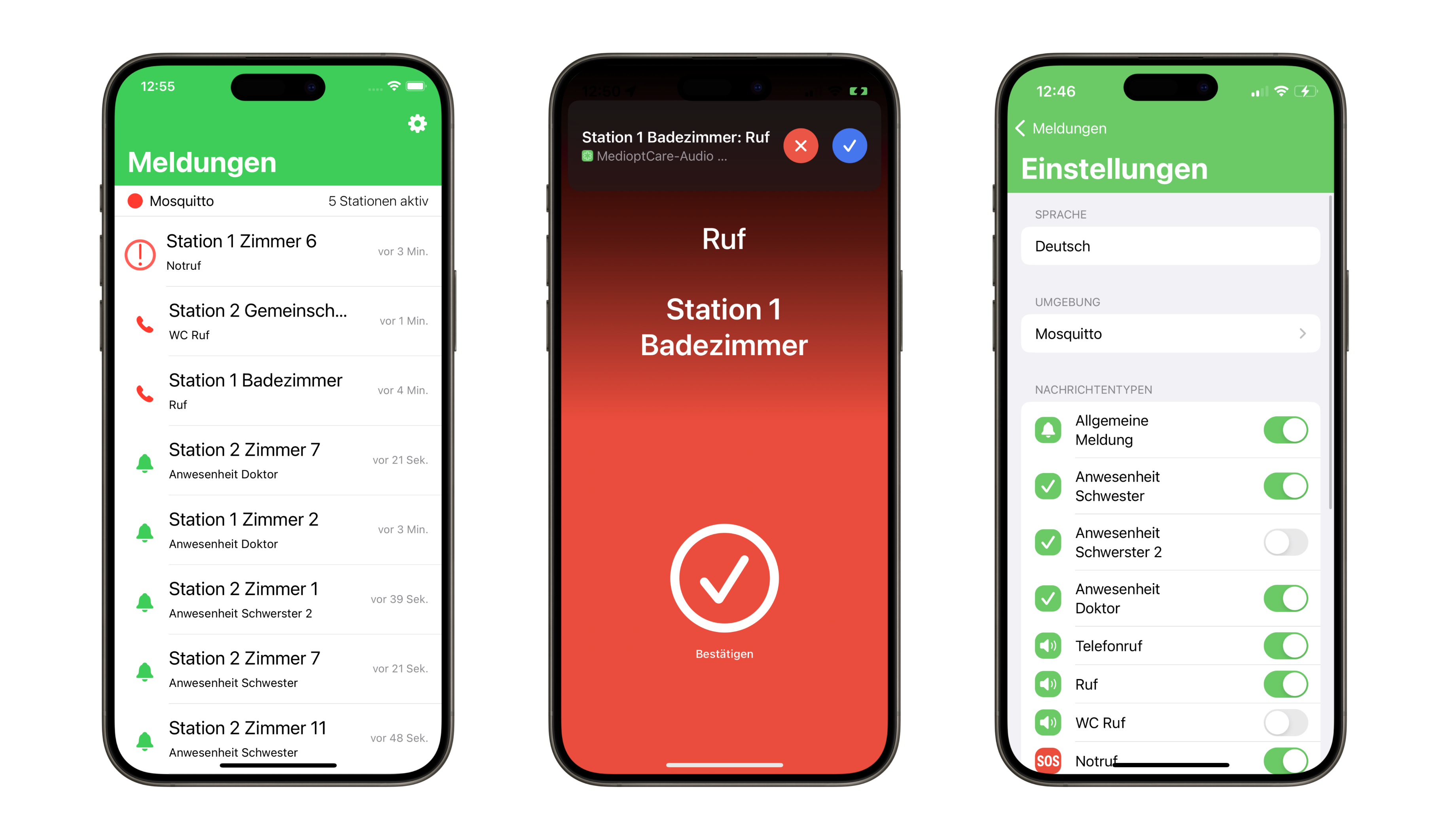 A list of notifications and a call on Moc Mobile on iPhone.